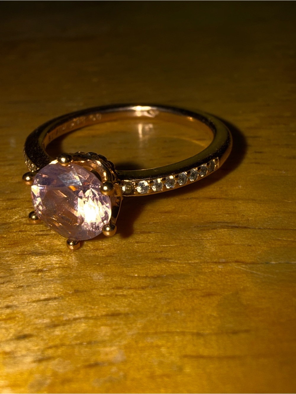 Pandora pink sparkling crown solitaire ring 14k rose gold plated size 5